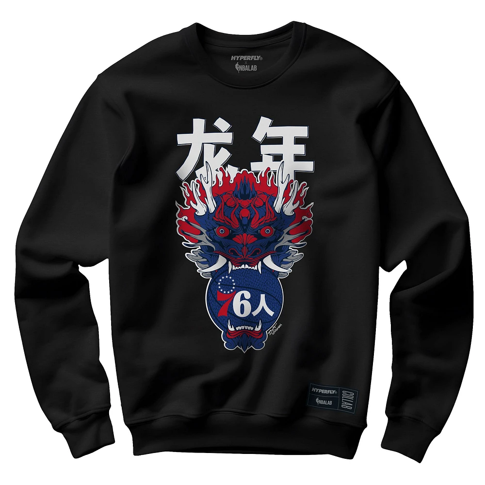 Unisex Hyperfly  Heather Black Philadelphia 76ers Year of the Dragon Lunar New Collection Pullover Sweatshirt