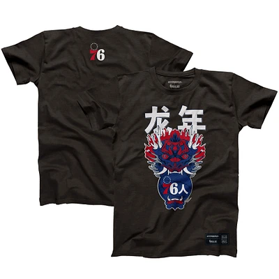 T-shirt unisexe Hyperfly Heather Black Philadelphia 76ers Année du Dragon Collection Nouvel An lunaire