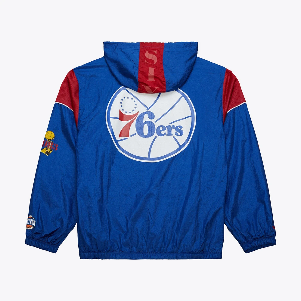 Veste coupe-vent unisexe Mitchell & Ness Royal Philadelphia 76ers Hardwood Classics Team OG 3.0 Anorak à demi-zip