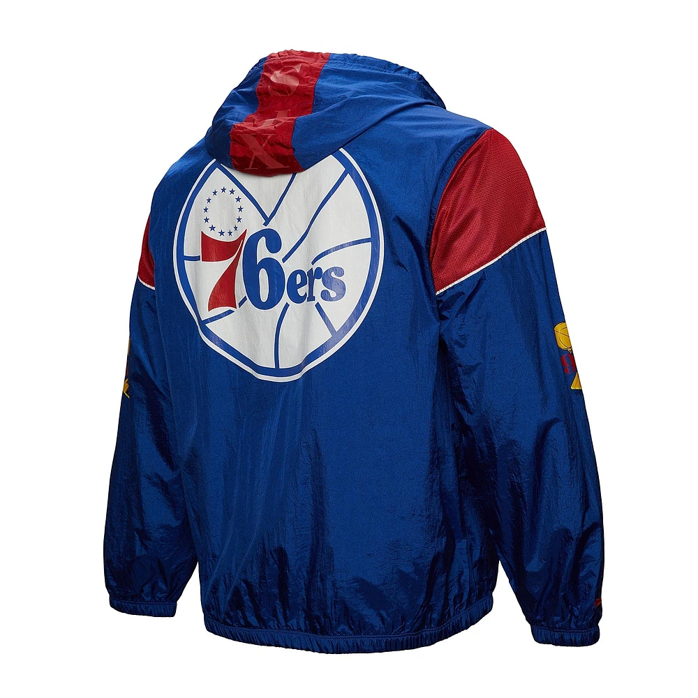 Veste coupe-vent unisexe Mitchell & Ness Royal Philadelphia 76ers Hardwood Classics Team OG 3.0 Anorak à demi-zip