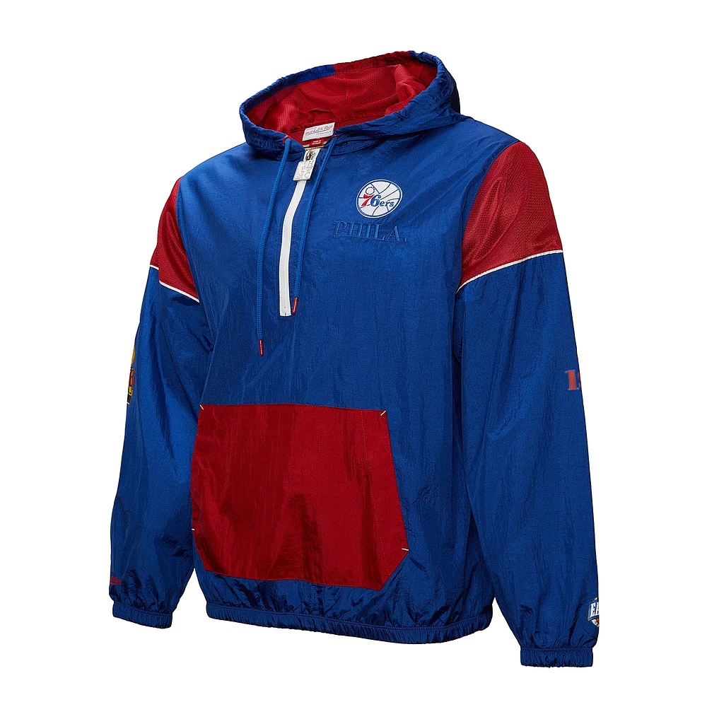 Unisex Mitchell & Ness  Royal Philadelphia 76ers Hardwood Classics Team OG 3.0 Anorak Half-Zip Windbreaker Jacket