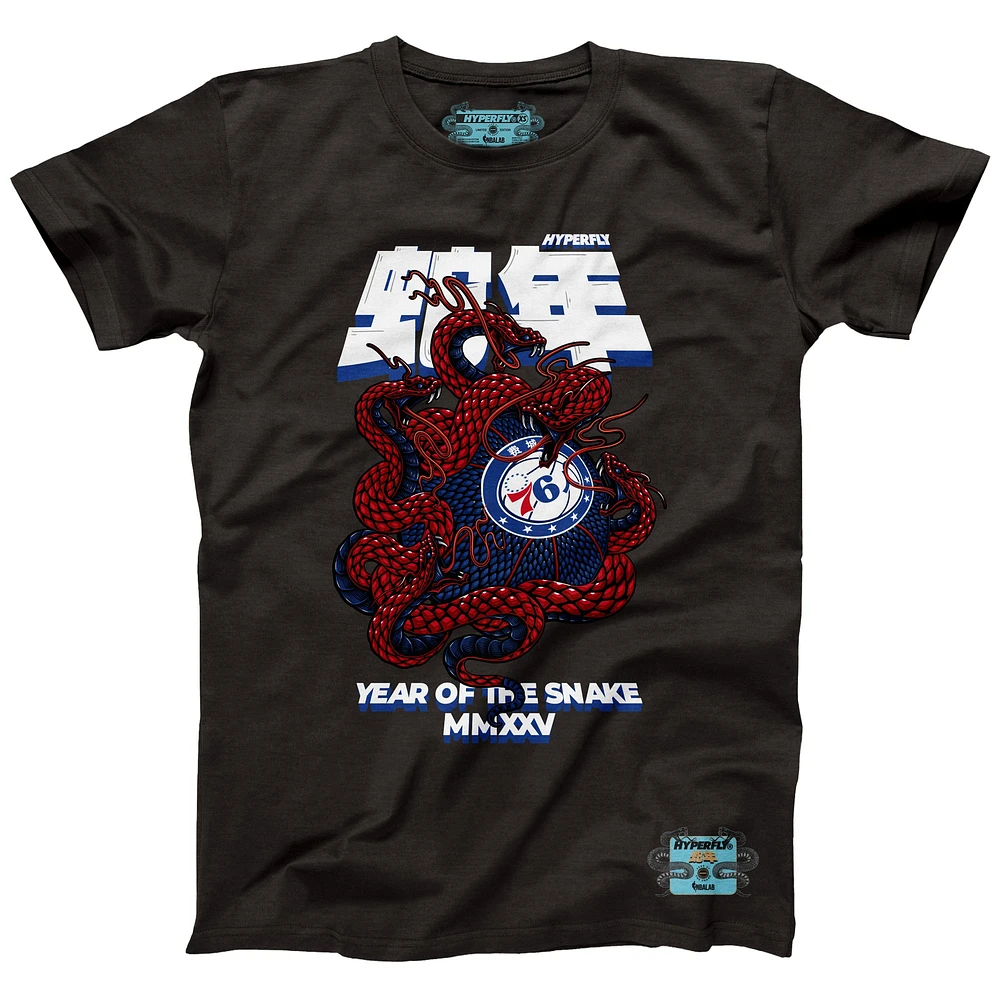 Unisex NBALab x Hyperfly Heather Black Philadelphia 76ers Year of the Snake Lunar New Collection T-Shirt
