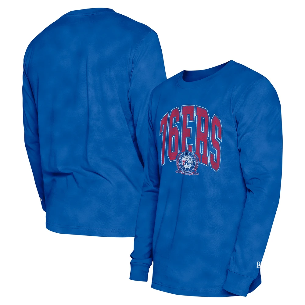 Unisex New Era  Royal Philadelphia 76ers Oversized Essentials Enzyme Wash Long Sleeve T-Shirt