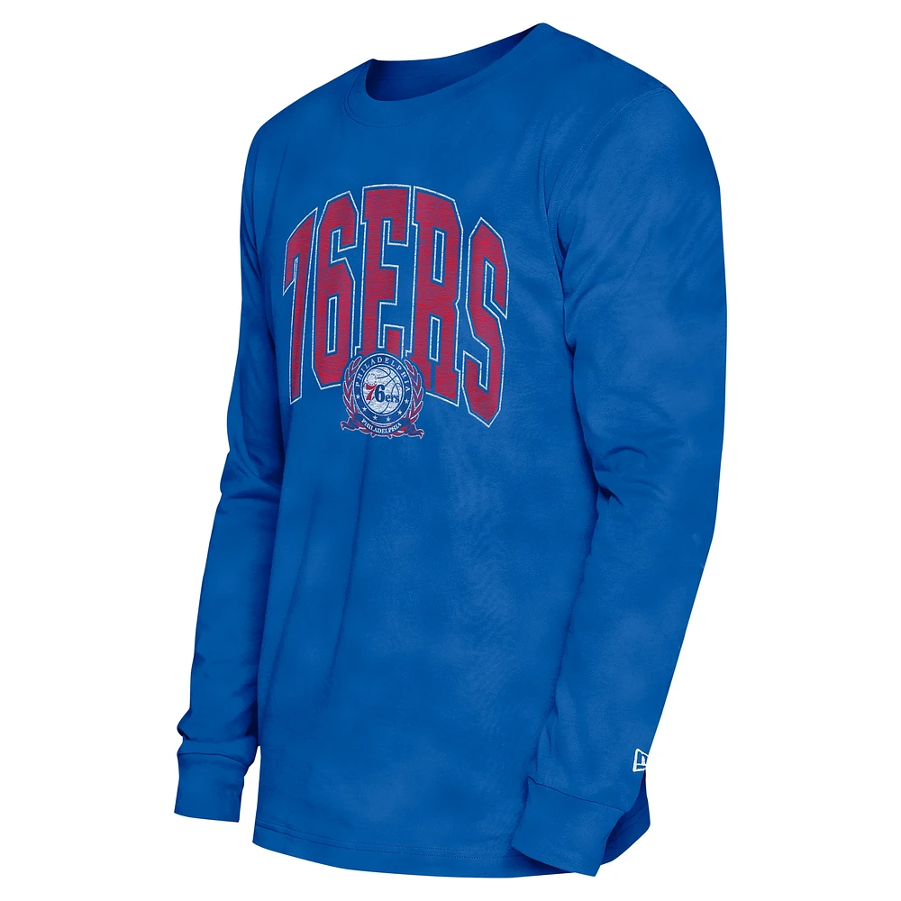 Unisex New Era  Royal Philadelphia 76ers Oversized Essentials Enzyme Wash Long Sleeve T-Shirt