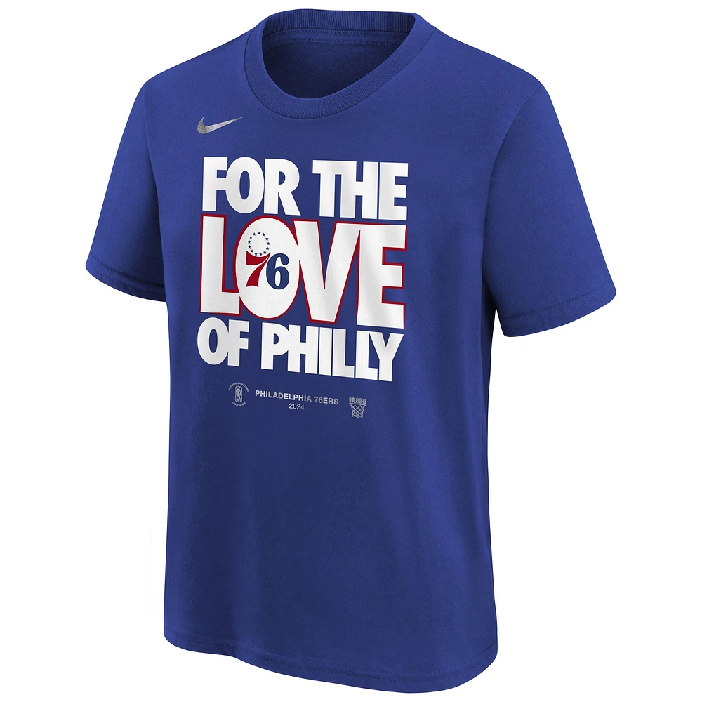 T-shirt unisexe Nike bleu Philadelphia 76ers 2024 NBA Playoffs Mantra