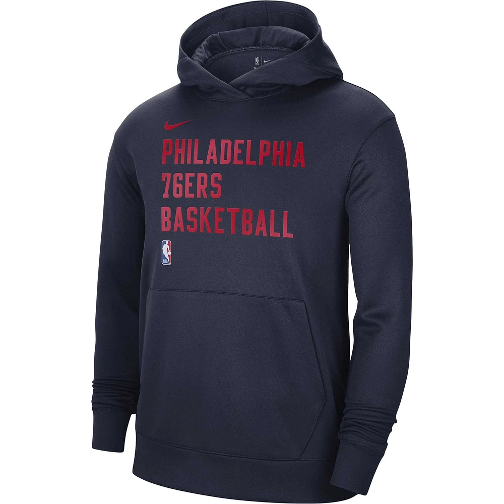 Unisex Nike Navy Philadelphia 76ers 2023/24 Performance Spotlight On-Court Practice Pullover Hoodie