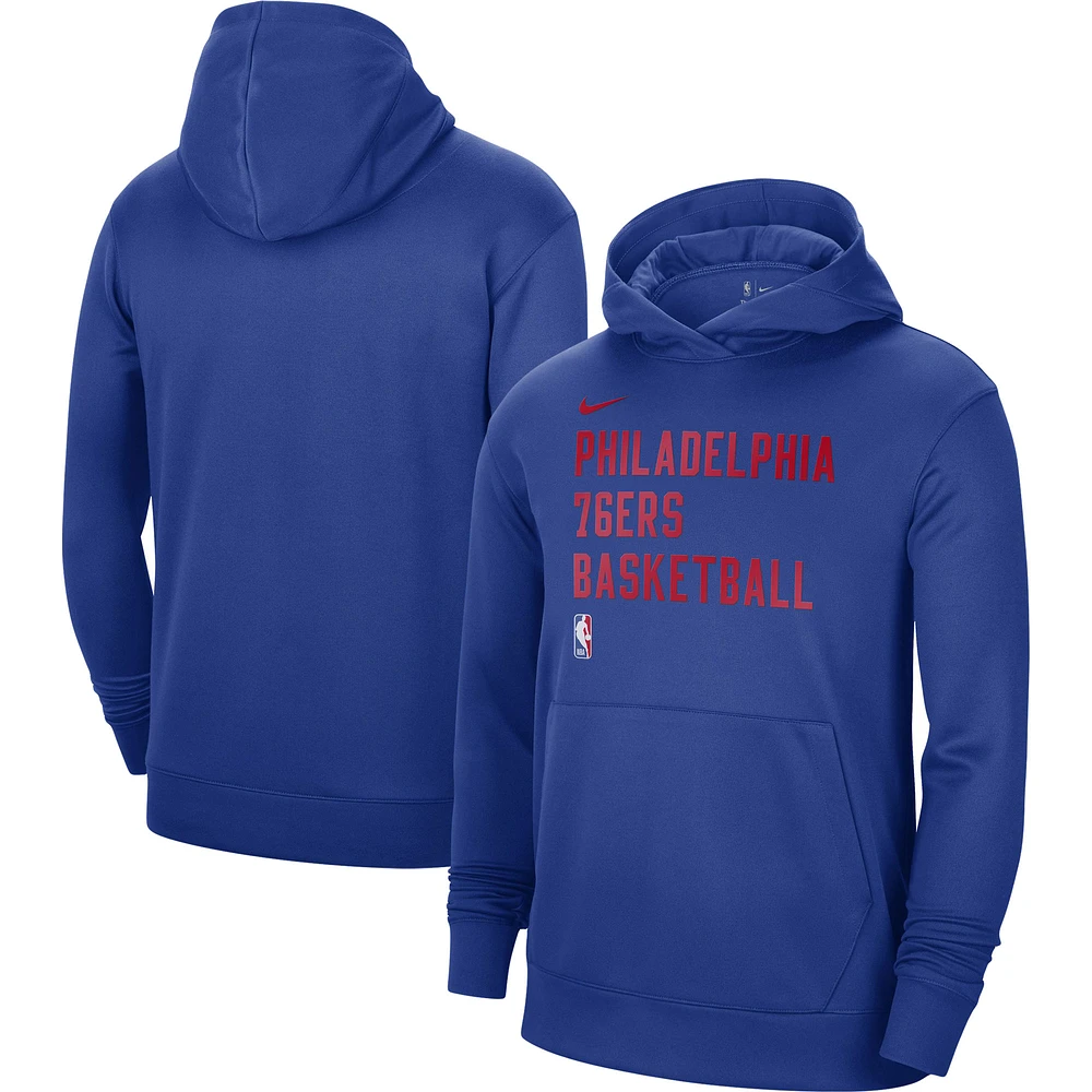 Unisex Nike Royal Philadelphia 76ers 2023/24 Performance Spotlight On-Court Practice Pullover Hoodie