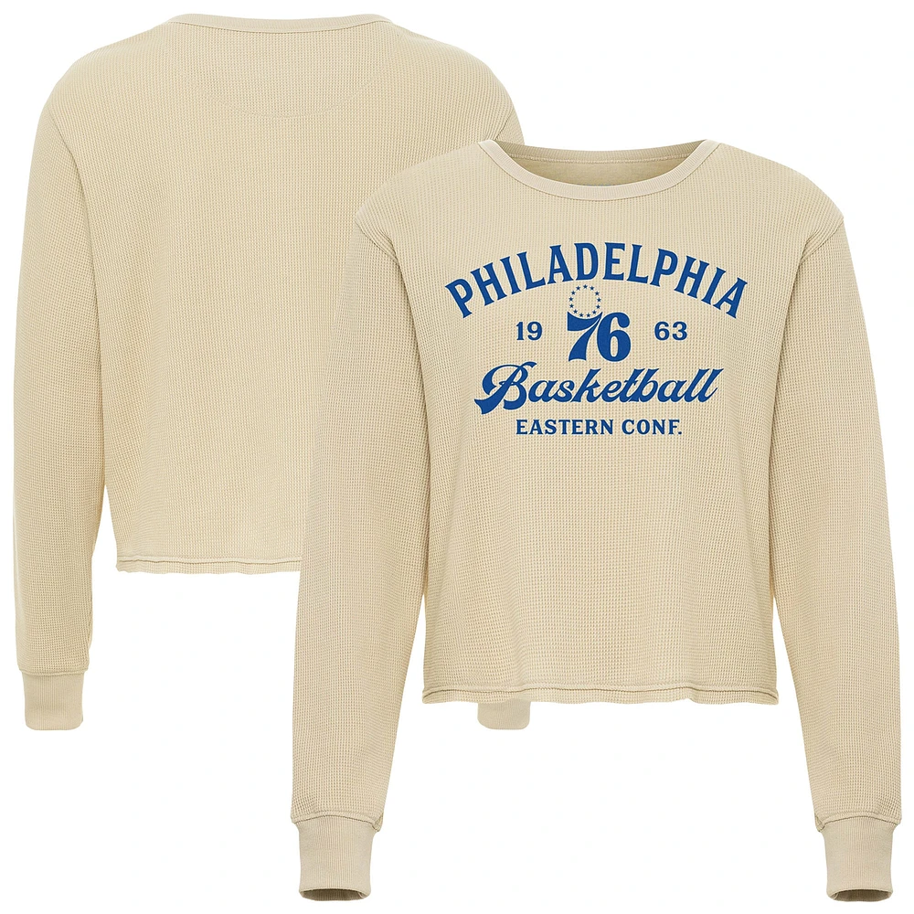 T-shirt unisexe en tricot gaufré à manches longues de la collection High Country des Philadelphia 76ers couleur crème Sportiqe Cullen