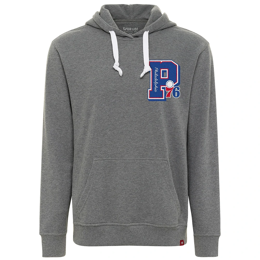 Unisex Sportiqe Heather Gray Philadelphia 76ers Varsity Collection Blake Pullover Hoodie