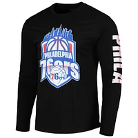 T-shirt unisexe Stadium Essentials noir Philadelphia 76ers NBA Crest à manches longues