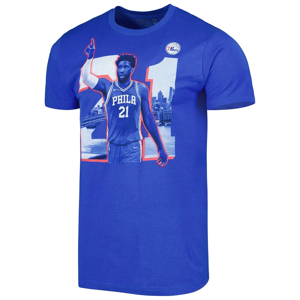 T-shirt unisexe Stadium Essentials Joel Embiid Royal Philadelphia 76ers Player Skyline