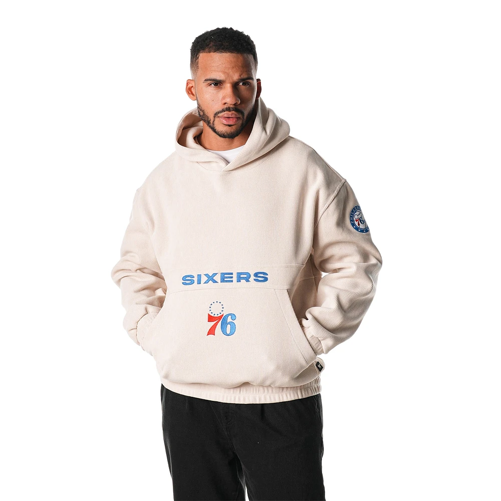 Unisex The Wild Collective  Cream Philadelphia 76ers Corduroy Tri-Blend Pullover Hoodie