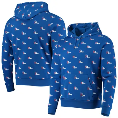 Philadelphia 76ers The Wild Collective Unisex Allover Logo Pullover Hoodie - Royal