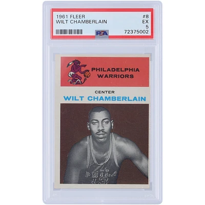 Carte de recrue authentifiée n° 8 de 1961 des Philadelphia Warriors de Wilt Chamberlain, PSA