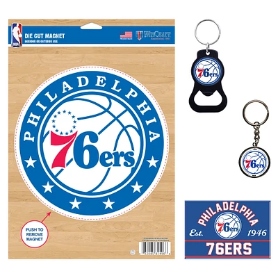 Lot de 4 porte-clés et aimants WinCraft Philadelphia 76ers