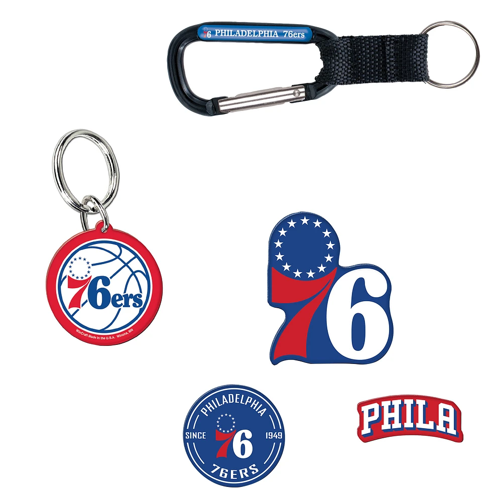 Lot de 5 porte-clés et aimants pour réfrigérateur WinCraft Philadelphia 76ers