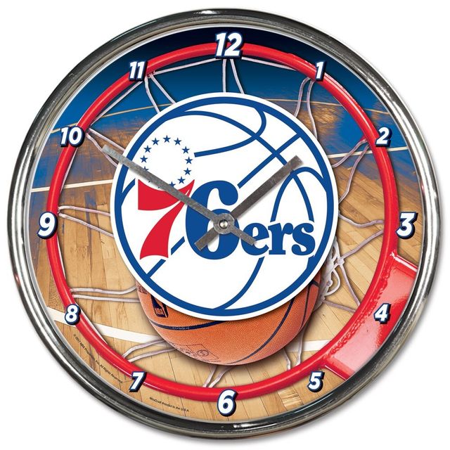 Horloge murale chromée WinCraft Philadelphia 76ers