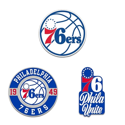 Ensemble de trois broches de pin WinCraft Philadelphia 76ers