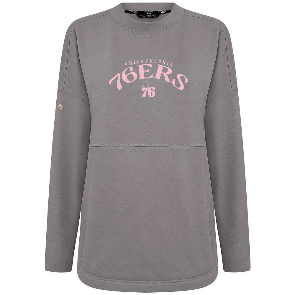 Women's Levelwear  Gray Philadelphia 76ers Mother's Day Beaudry Arched Pullover Sweatshirt