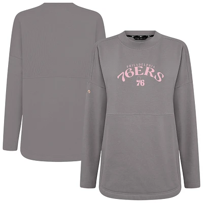 Women's Levelwear  Gray Philadelphia 76ers Mother's Day Beaudry Arched Pullover Sweatshirt