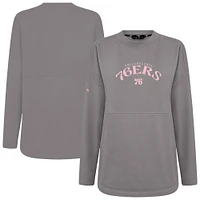 Women's Levelwear  Gray Philadelphia 76ers Mother's Day Beaudry Arched Pullover Sweatshirt