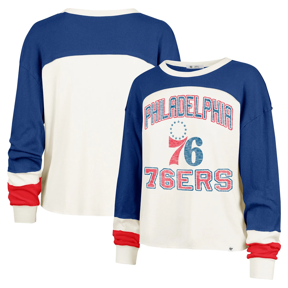 T-shirt à manches longues raglan '47 Cream Philadelphia 76ers pour femme