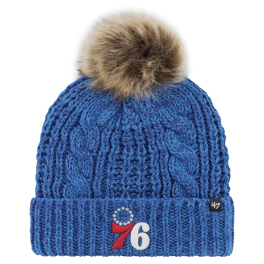 Bonnet en tricot à revers Meeko '47 Royal Philadelphia 76ers pour femmes avec pompon