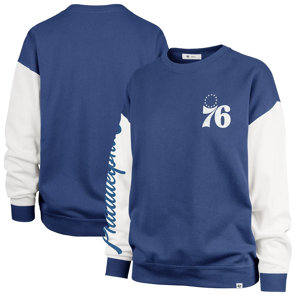 Women's '47 Royal Philadelphia 76ers Plus Oversized Rise Andie Pullover Sweatshirt