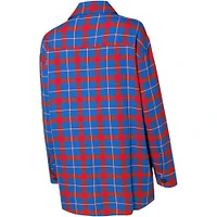 Chemise de nuit boutonnée College Concepts Royal/Red Philadelphia 76ers Boyfriend pour femmes