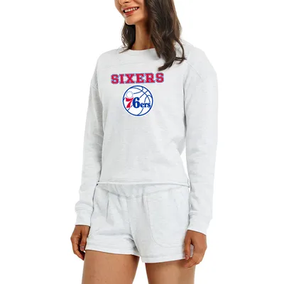 Philadelphia 76ers Concepts Sport Women's Crossfield Long Sleeve Top & Shorts Sleep Set - Cream