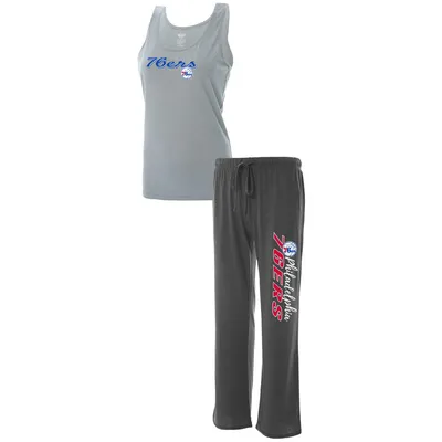 Philadelphia 76ers Concepts Sport Women's Plus Tank Top & Pants Sleep Set - Heathered Gray/Heathered Charcoal