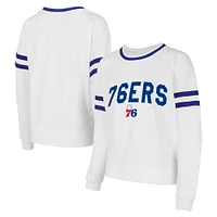 Women's Concepts Sport  White Philadelphia 76ers Borough Pullover Sweatshirt