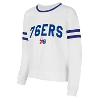 Women's Concepts Sport  White Philadelphia 76ers Borough Pullover Sweatshirt