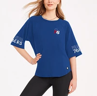 Women's DKNY Sport  Royal Philadelphia 76ers Diana Raglan Tri-Blend Oversized T-Shirt