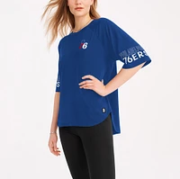 Women's DKNY Sport  Royal Philadelphia 76ers Diana Raglan Tri-Blend Oversized T-Shirt