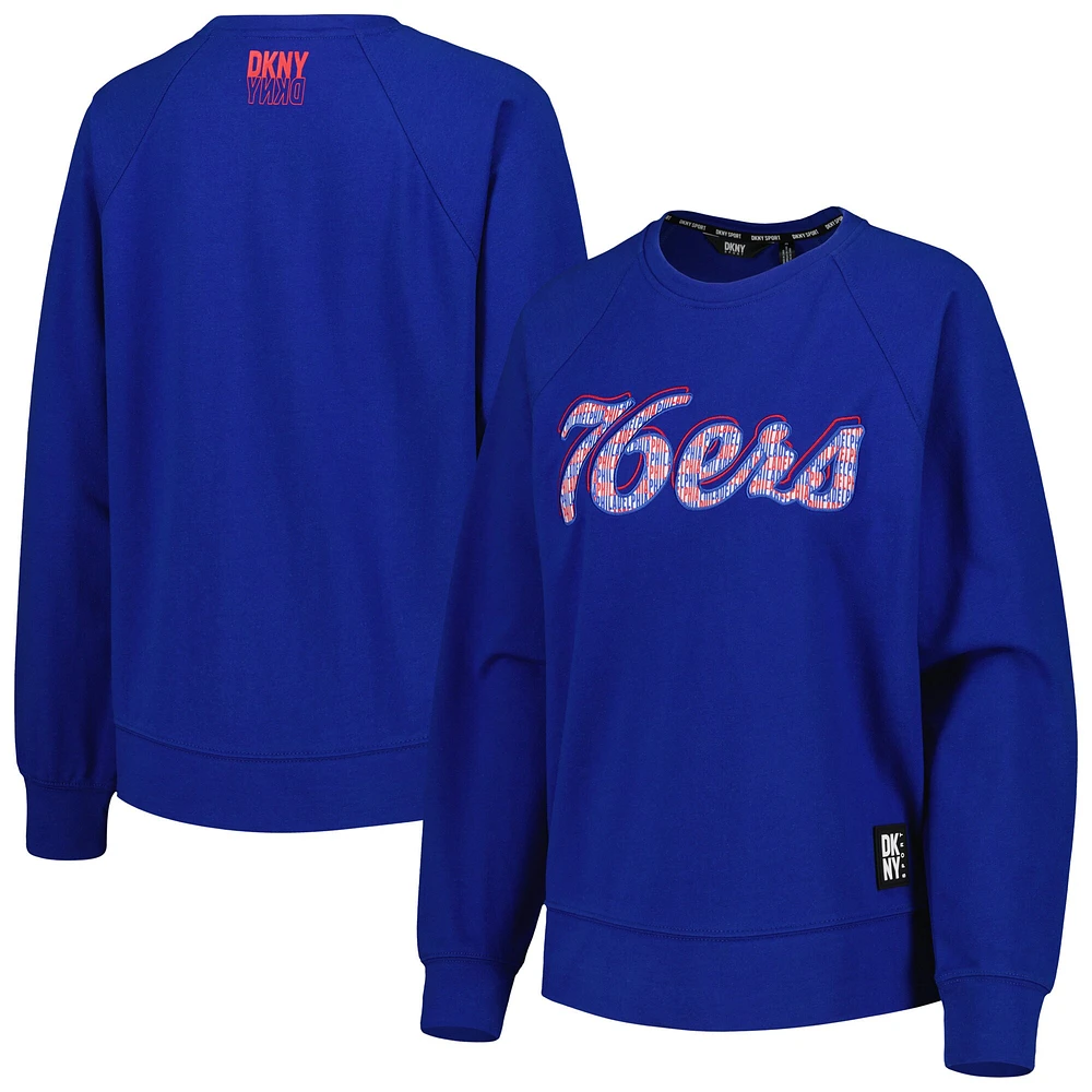 Sweat-shirt à manches raglan DKNY Sport Royal Philadelphia 76ers Regina pour femme