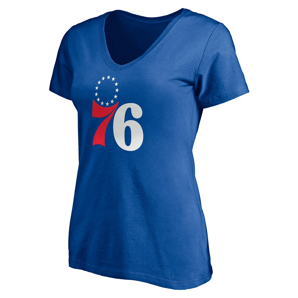 Fanatics pour femmes Ben Simmons Royal Philadelphia 76ers Playmaker Logo Nom et numéro T-shirt à col en V