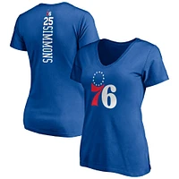 Fanatics pour femmes Ben Simmons Royal Philadelphia 76ers Playmaker Logo Nom et numéro T-shirt à col en V