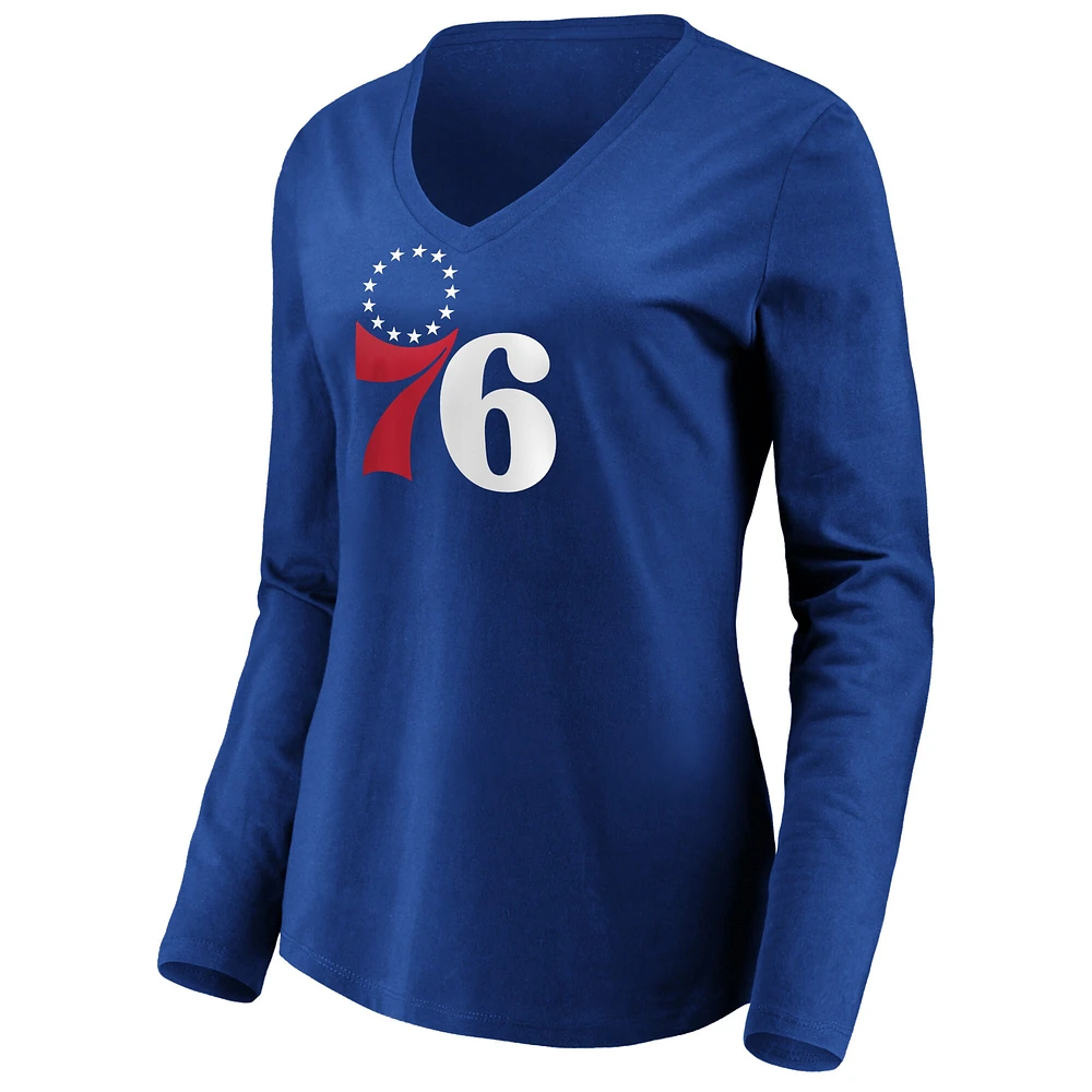 Fanatics pour femmes Ben Simmons Royal Philadelphia 76ers Playmaker Nom et numéro T-shirt à manches longues col en V