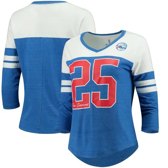 Philadelphia 76ers Fanatics Branded Women's Double-Fade Space-Dye V-Neck T- Shirt - Charcoal