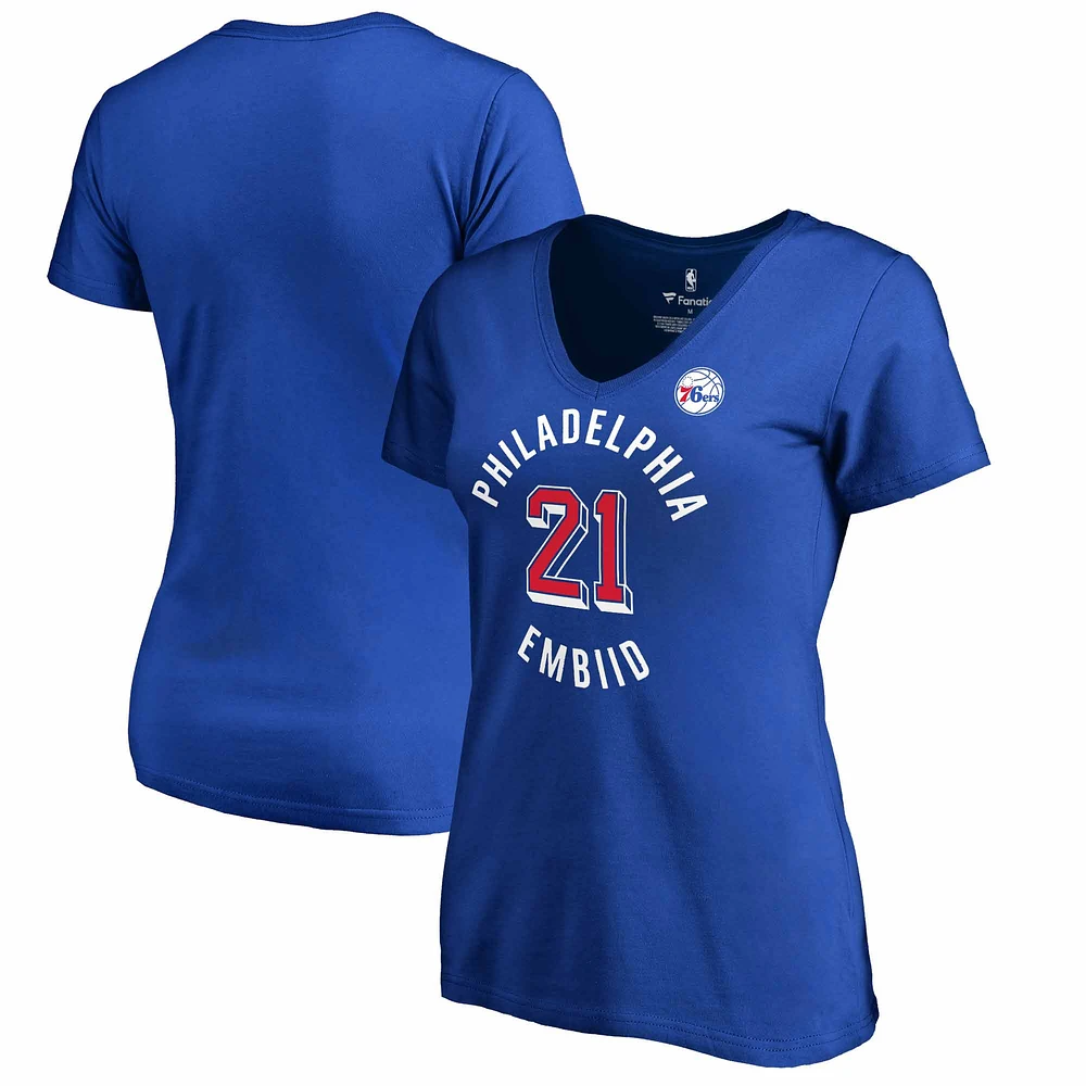 T-shirt remarquable grande taille pour femmes Fanatics Joel Embiid Royal Philadelphia 76ers