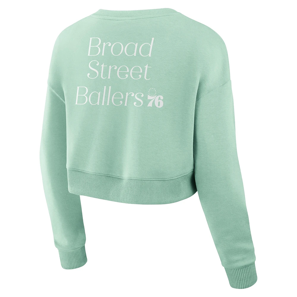 Sweat-shirt court Fanatics Mint Philadelphia 76ers Studio Tri-Blend pour femme