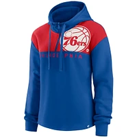 Sweat à capuche en polaire quart de zip Overslide Royal Philadelphia 76ers Fanatics pour femmes