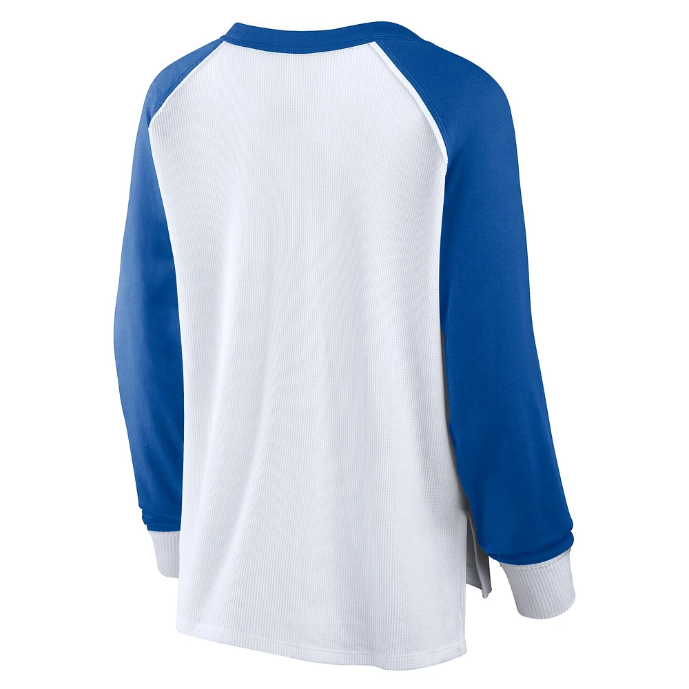 T-shirt à manches longues et col en V gaufré Open Lane de Philadelphia 76ers pour femme Fanatics White