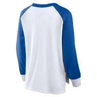 T-shirt à manches longues et col en V gaufré Open Lane de Philadelphia 76ers pour femme Fanatics White
