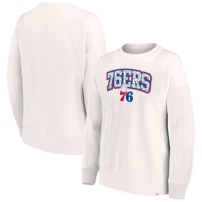 Sweat-shirt à imprimé léopard ton sur pour femme Fanatics White Philadelphia 76ers