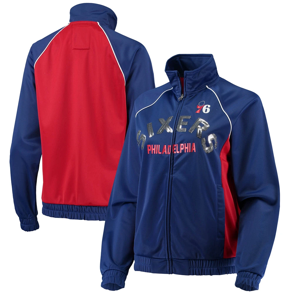 Women's G-III 4Her by Carl Banks Royal/Red Philadelphia 76ers Backfield Raglan Full-Zip Track Jacket