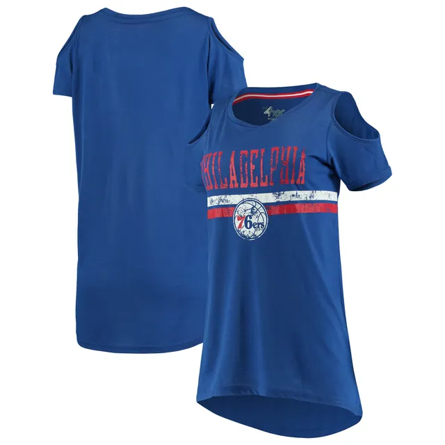 NEW Chicago Cubs G-III 4Her Women's Distressed Cold Shoulder Scoopneck  T-Shirt