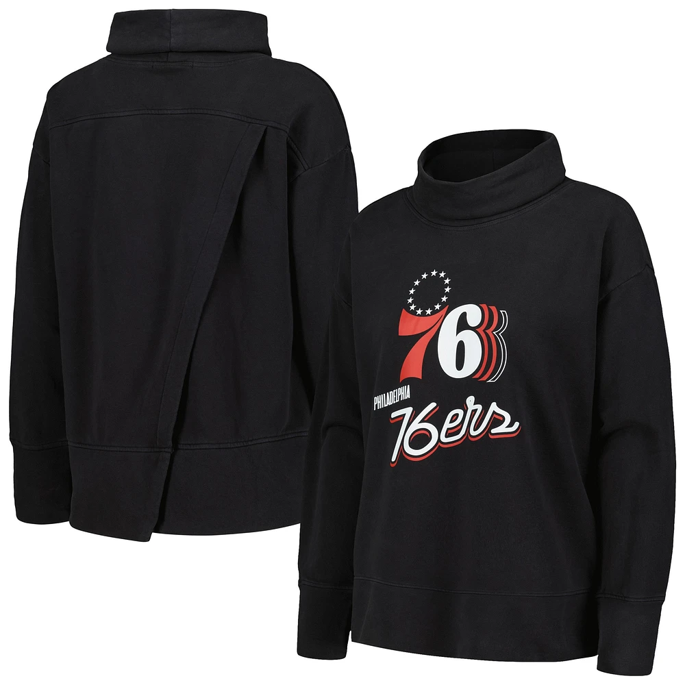 Women's Levelwear Black Philadelphia 76ers Sunset Pullover Sweatshirt