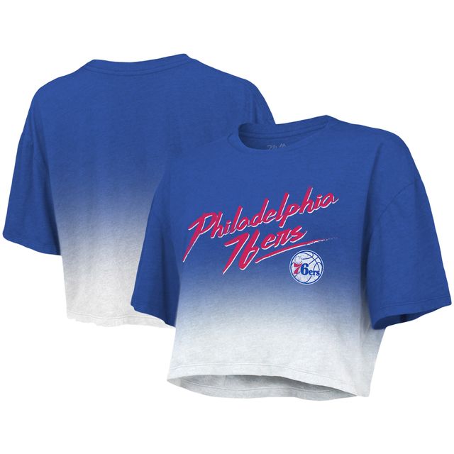 T-shirt court pour femmes Majestic Threads Royal/Blanc Philadelphia 76ers Dirty Dribble